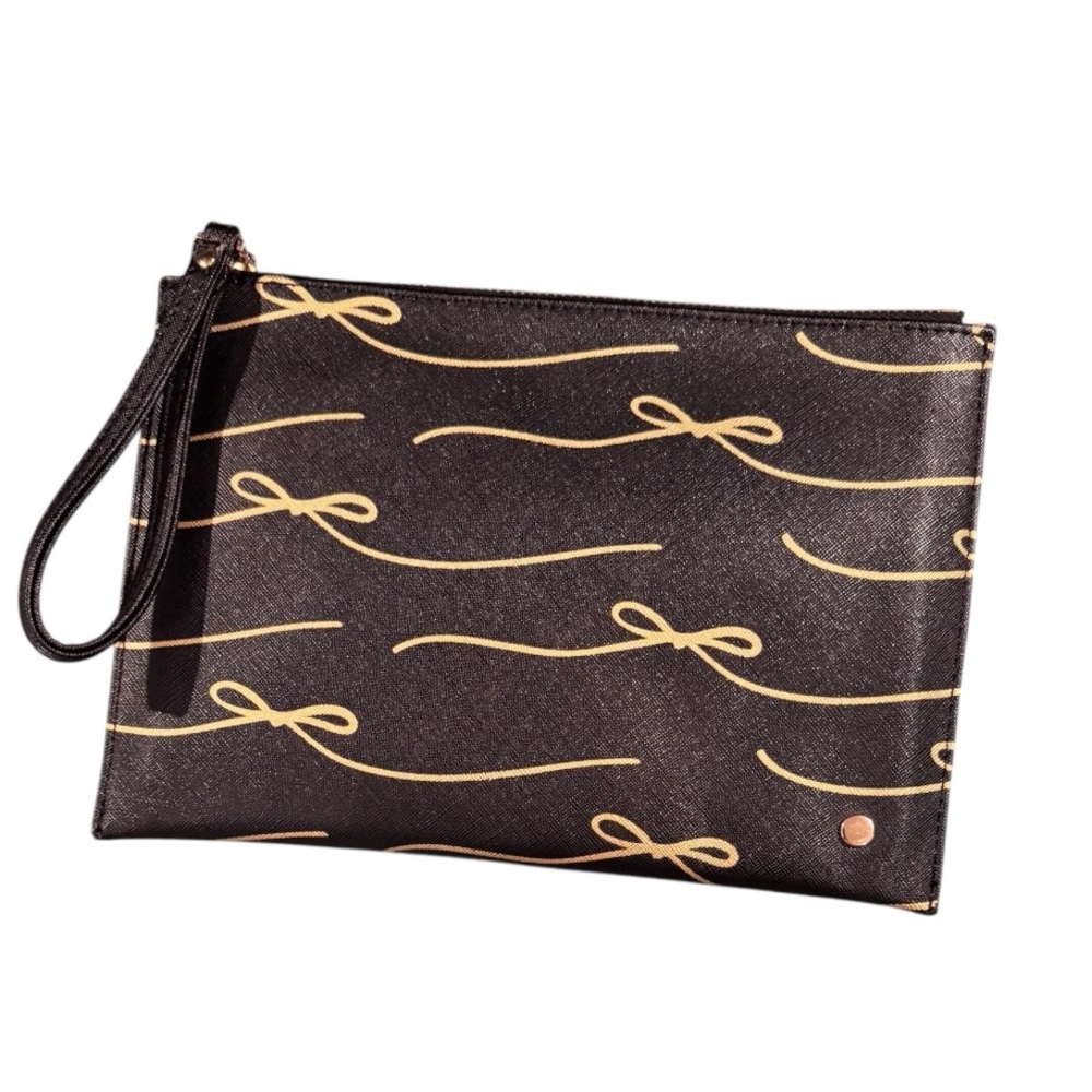 Neiman Marcus Black Bow Print Wristlet